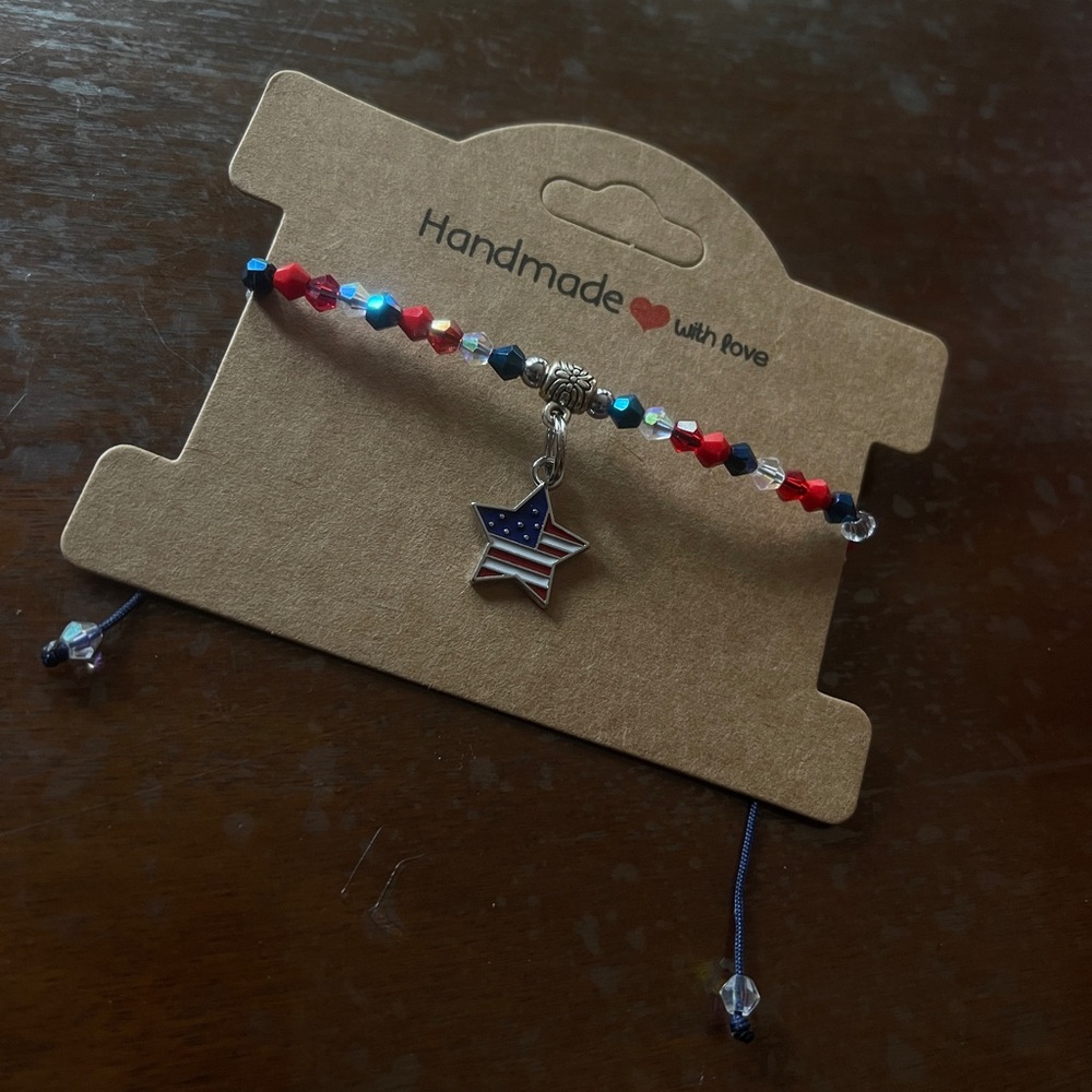 Handmade Star Charm Bracelet - Red, Blue, Silver